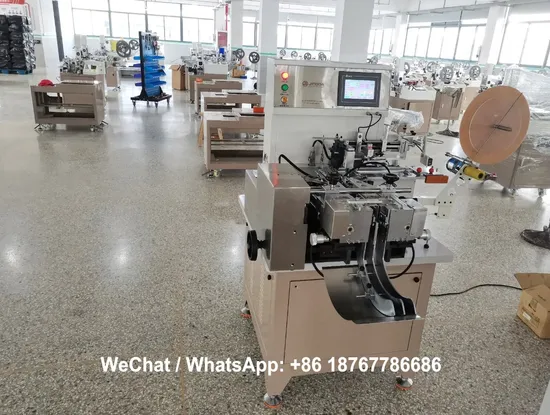 China Woven Label Cut and Fold Machine / Garment Fabric Wash Care Label Cutting and Folding Machine for Polyester Satin Ribbon Cotton Tape Nylon Taffeta Jz-2817